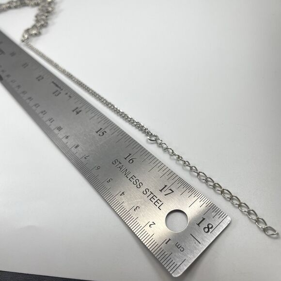 Silver Tone White Glass Marquise Rhinestone Bib Collar Necklace Statement - Picture 6 of 6